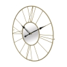 Horloge murale ronde en métal doré 80cm avec miroir Stick Remises