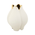 Vase à fleurs en céramique blanche avec contour doré Bud Promotion