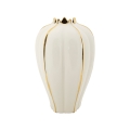 Vase à fleurs en céramique blanche avec détails dorés Potter Promotion