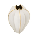 Vase à fleurs en céramique blanche avec détails dorés Potter Offre