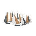 Décoration murale 3D en métal et bois avec voiliers Regata Promotion