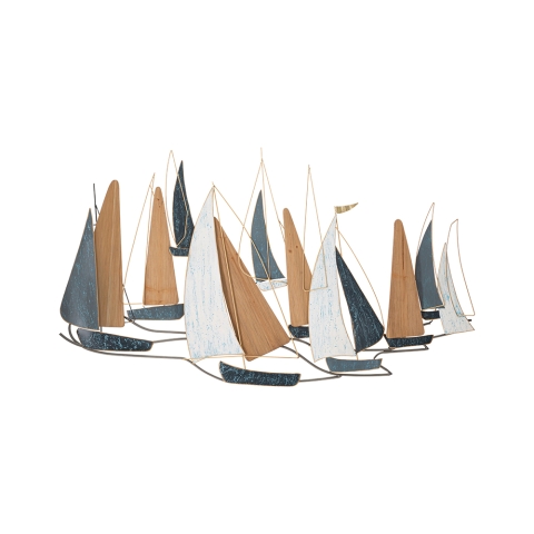 Décoration murale 3D en métal et bois avec voiliers Regata Promotion