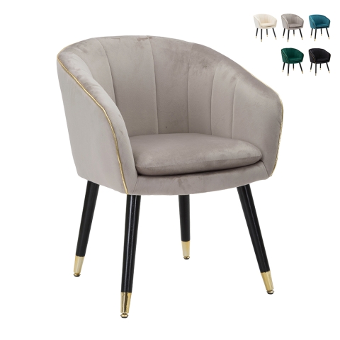 Fauteuil en velours avec bordure dorée Paris Promotion