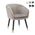 Fauteuil en velours avec bordure dorée Paris Promotion