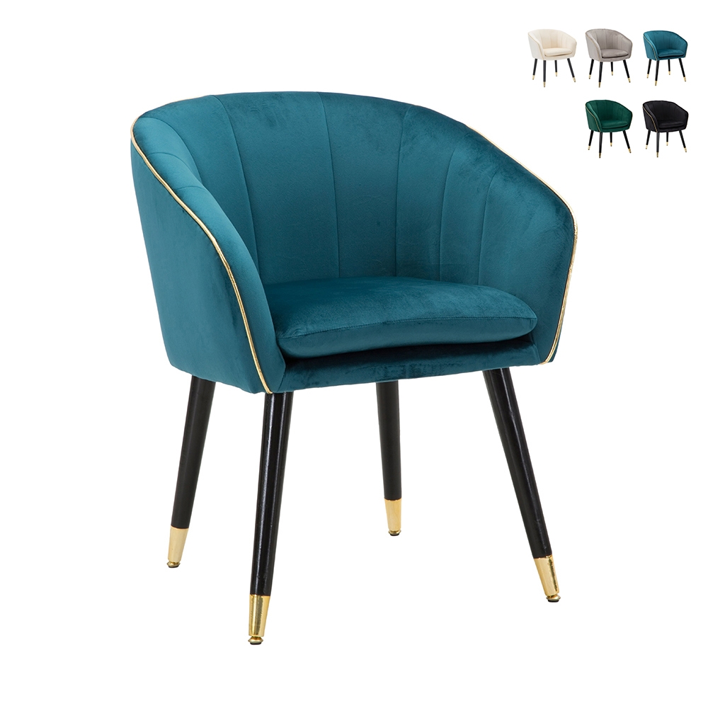 Fauteuil en velours avec bordure dorée Paris Choix Fauteuil en velours avec bordure dorée Paris Choix
