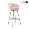 Tabouret de bar cuisine dossier fleur pieds dorés h90cm Vienna Réductions