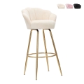 Tabouret de bar cuisine dossier fleur pieds dorés h90cm Vienna Promotion