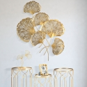Décoration murale 3D en métal doré avec feuilles Iris Vente