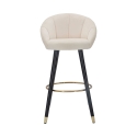 Tabouret de bar cuisine en velours avec pieds en bois noir et doré h80cm Prague Modèle