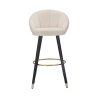 Tabouret de bar cuisine en velours avec pieds en bois noir et doré h80cm Prague Modèle