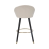 Tabouret de bar cuisine en velours avec pieds en bois noir et doré h80cm Prague Dimensions