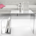 Table basse en plexiglas transparent design avec porte-revues S-Table Vente