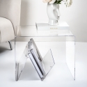 Table basse en plexiglas transparent avec porte-revues Zigozago Réductions