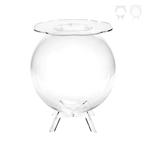 Table basse ronde avec espace de rangement en plexiglas transparent Boollino Promotion