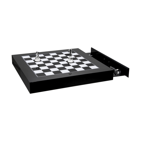 Échiquier et jeu de dames design moderne en plexiglas transparent Magnus Promotion
