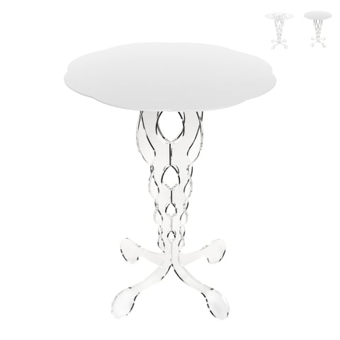 Table basse ronde de 50cm de diamètre en plexiglas transparent Arabesco Medium Promotion