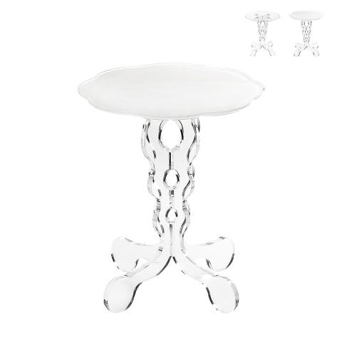 Table d'appoint rond 36 cm en plexiglas transparent Arabesco Small Promotion