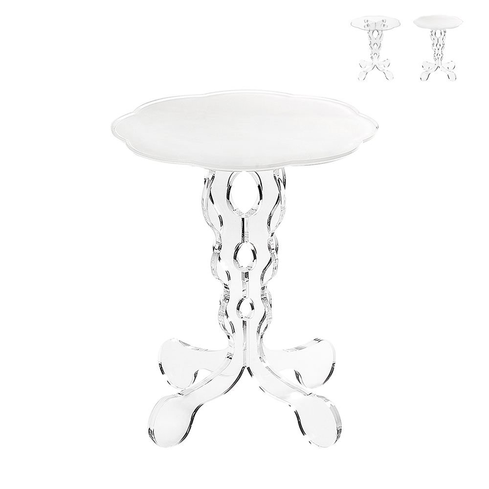Table d'appoint rond 36 cm en plexiglas transparent Arabesco Small Promotion