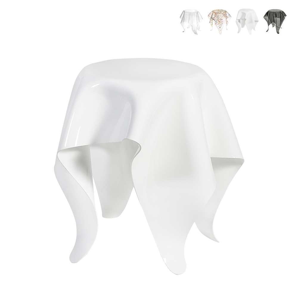 Table haute ronde design en plexiglas transparent Drappeggi