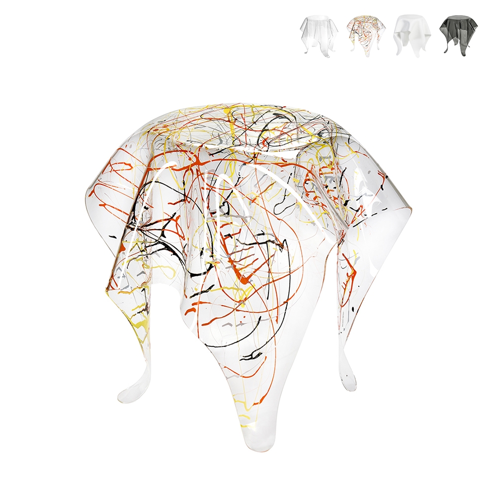 Table haute ronde design en plexiglas transparent Drappeggi Caractéristiques Table haute ronde design en plexiglas transparent Drappeggi Caractéristiques