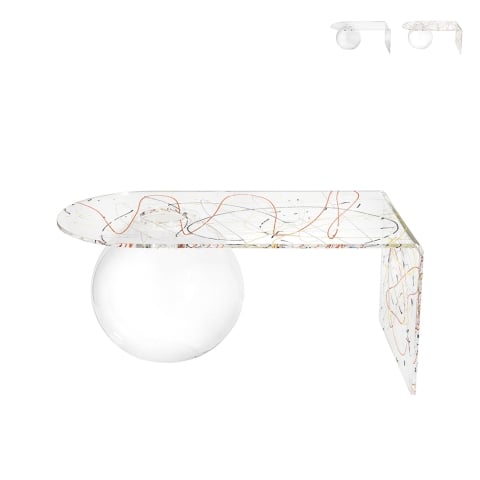 Petite table basse de salon en plexiglas transparent Boolla Promotion