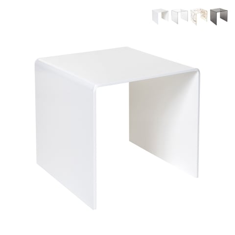 Table basse moderne en plexiglas transparent 40x40cm 80'S Small Promotion