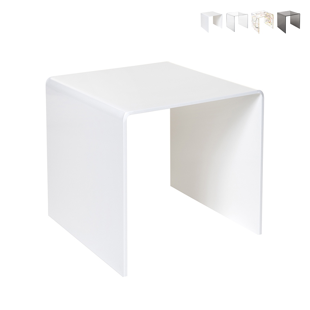 Table basse moderne en plexiglas transparent 40x40 cm 80'S Small Promotion