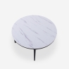 Table basse ronde 80 cm en métal et effet marbre salon Sulley Réductions