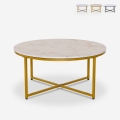 Table basse ronde moderne 90 cm en métal effet marbre Sulley+ Promotion