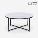 Table basse ronde 80 cm en métal et effet marbre salon Sulley Promotion