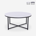 Table basse ronde 80 cm en métal et effet marbre salon Sulley Promotion