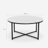 Table basse ronde 80 cm en métal et effet marbre salon Sulley Dimensions