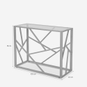 Console d'entrée design moderne 100x40x78cm plateau en verre Kevin 