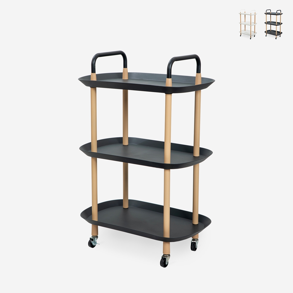 Chariot de cuisine pour aliments roulettes 3 étagères design Wala Plus Promotion