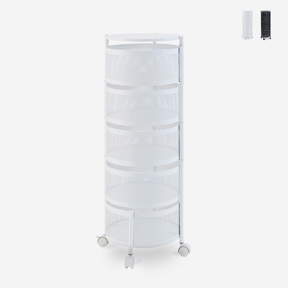 Chariot de cuisine avec roulettes 5 étagères pivotantes Rodin XL Réductions Chariot de cuisine avec roulettes 5 étagères pivotantes Rodin XL Réductions