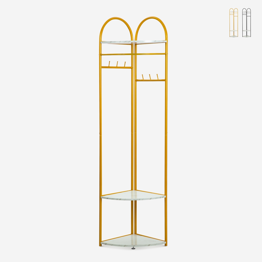 Portemanteau d'angle pour entrée avec étagères gain de place Shiney