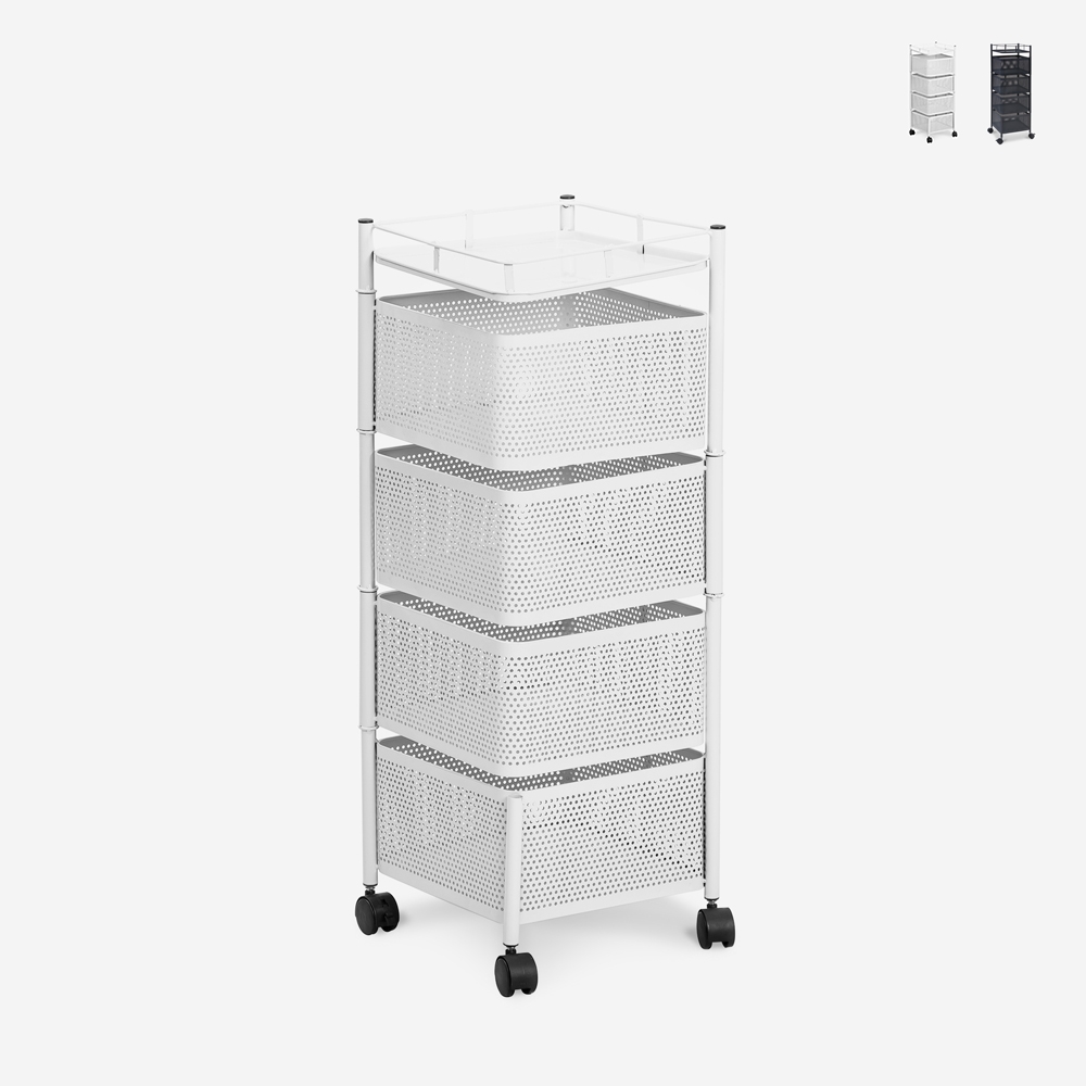 Chariot de cuisine avec roulettes moderne 4 paniers pivotants Avet Réductions