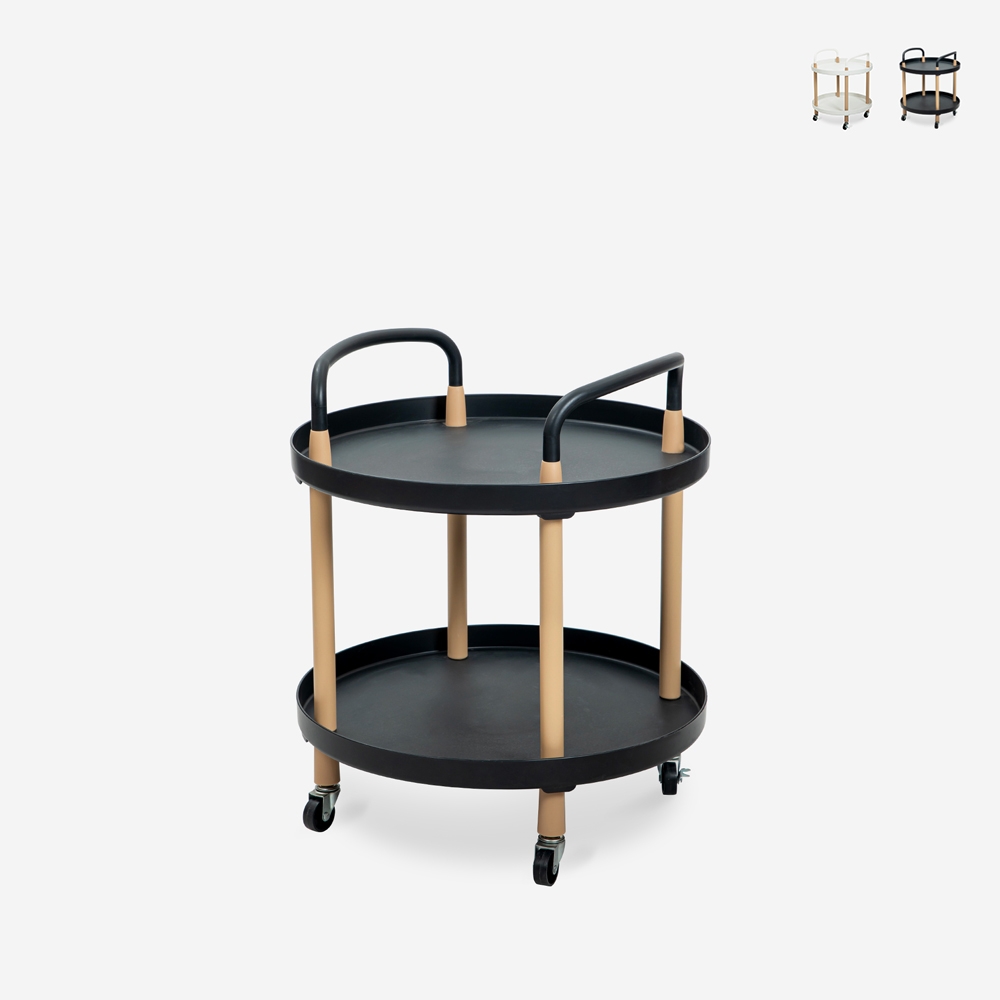 Desserte design nordique scandinave circulaire avec roues Biky Promotion