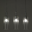 Lustre suspension moderne avec 3 lumières transparentes h110 cm Tin Offre
