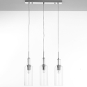 Lustre suspension moderne avec 3 lumières transparentes h110 cm Tin Réductions