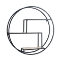 Étagère murale ronde Ø60cm en métal et chêne avec 3 étagères Vanity Promotion