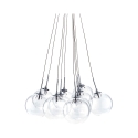 Lustre suspendu moderne 10 lumières et sphères transparentes Bubbles Promotion