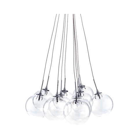 Lustre suspendu moderne 10 lumières et sphères transparentes Bubbles Promotion