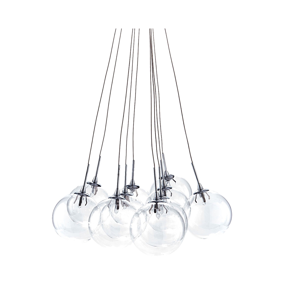 Lustre suspendu moderne 10 lumières et sphères transparentes Bubbles Promotion Lustre suspendu moderne 10 lumières et sphères transparentes Bubbles Promotion