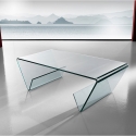 Table basse en verre 110x55cm avec box porte-revues design Pyramid Vente