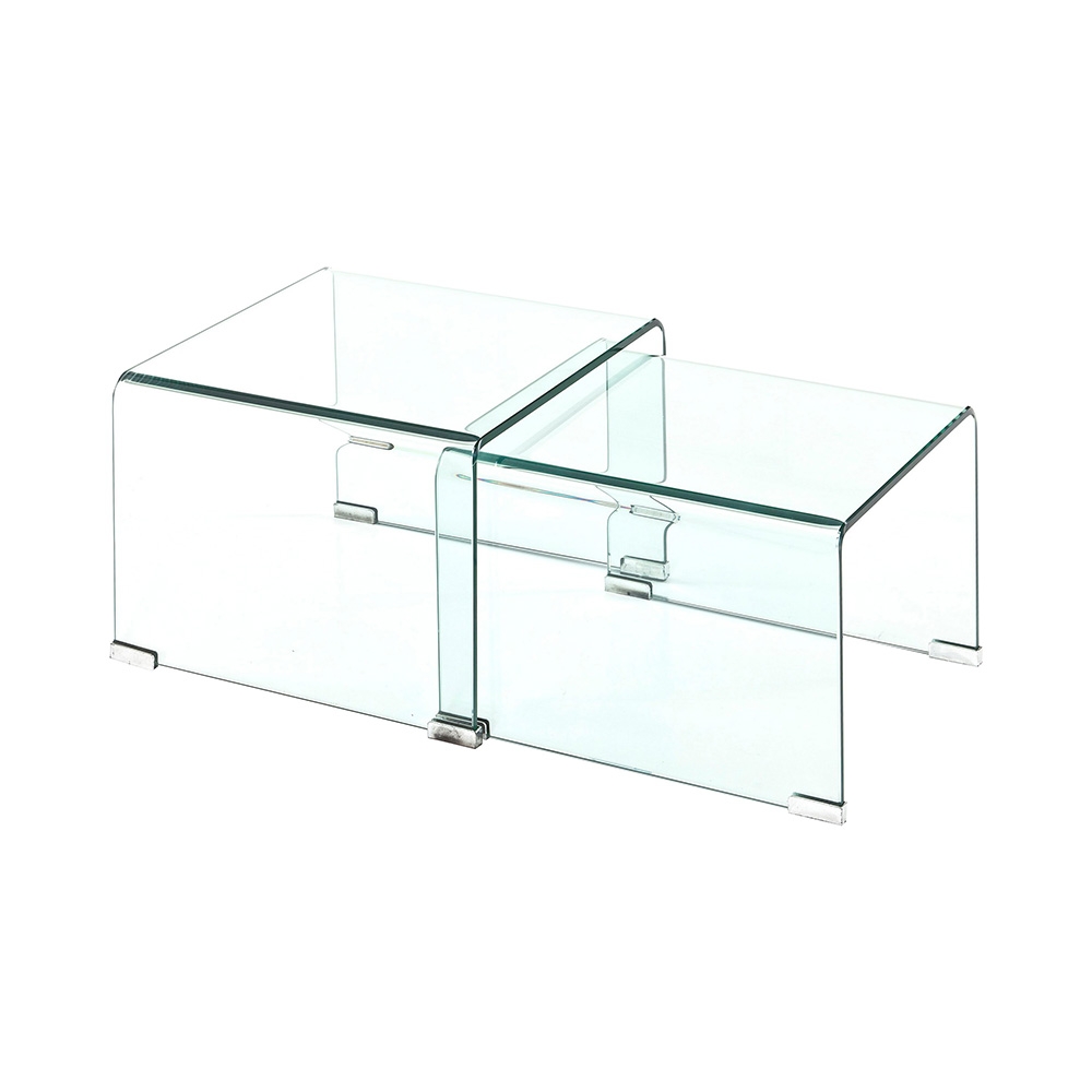 2 tables basses en verre transparent au design courbé San Promotion 2 tables basses en verre transparent au design courbé San Promotion