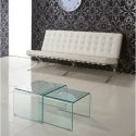 2 tables basses en verre transparent au design courbé San Vente