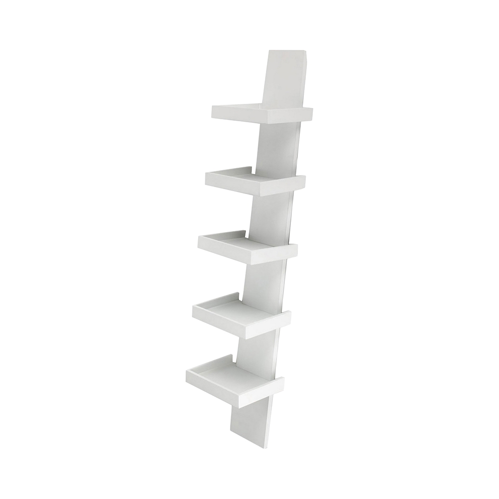 Bibliothèque murale moderne design 5 étagères h155cm Erie White