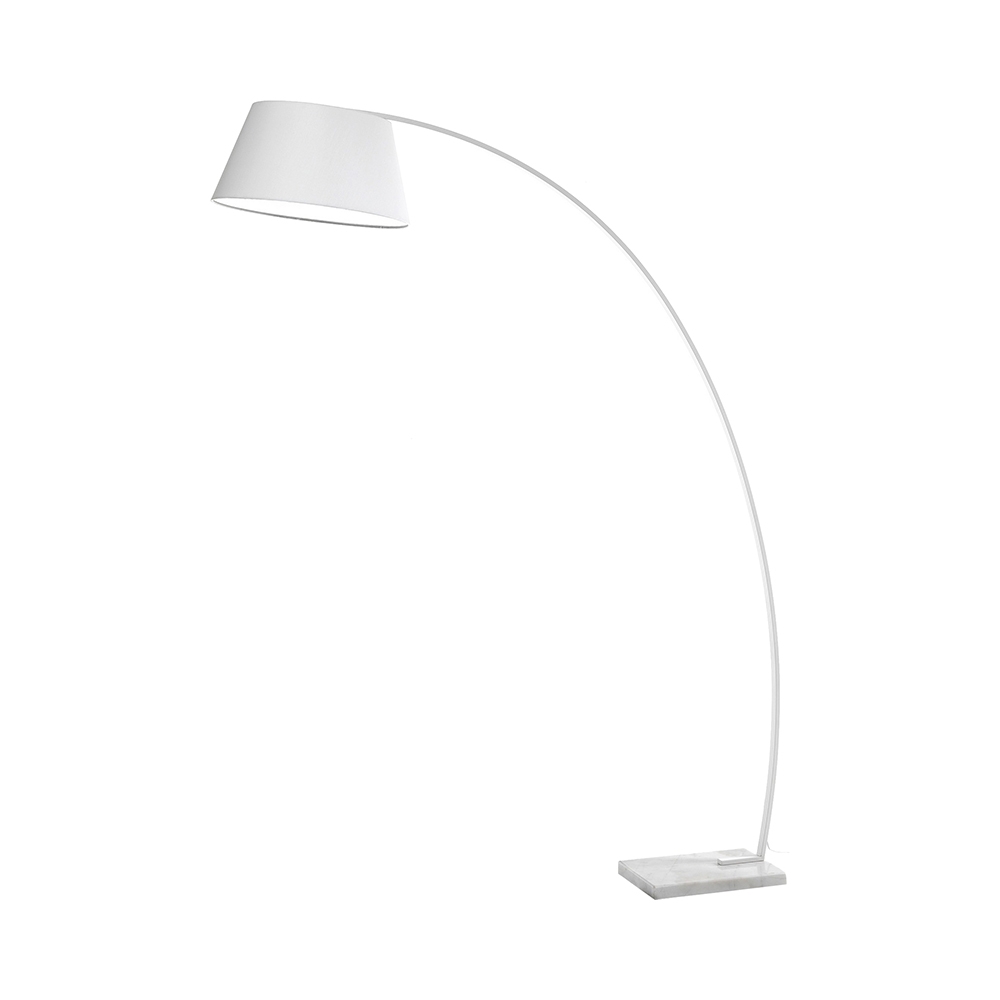Lampe de sol arc en métal blanc avec base en marbre h160 cm Moines Promotion