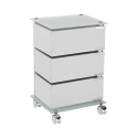 Commode à roulettes de bureau 3 tiroirs plateau en verre Wichita Promotion